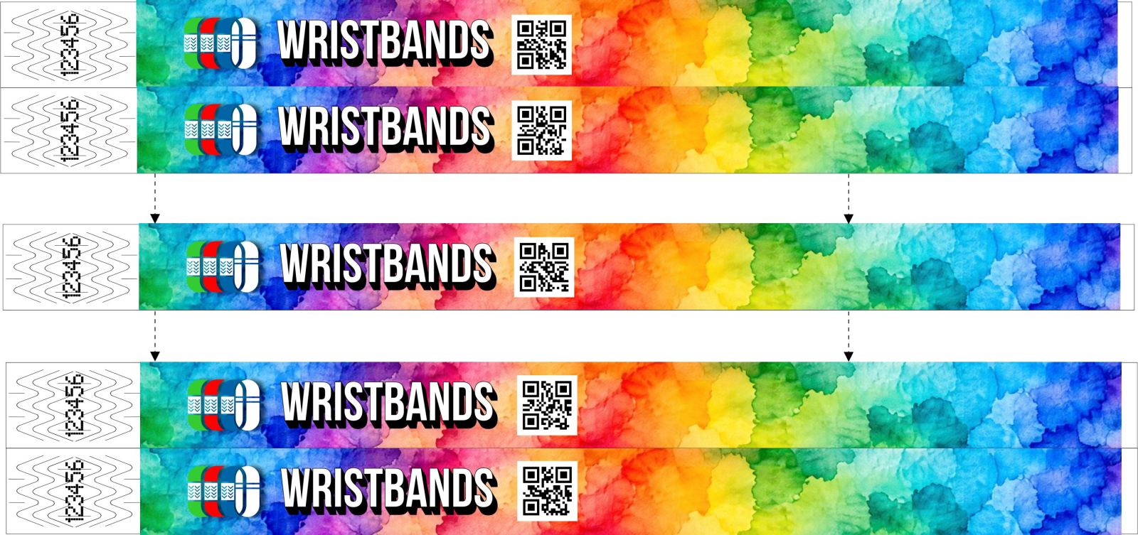 Náramky, každý s jiným QR kódem
